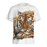 Watercolor Tiger Print Men's Sports T-Shirt