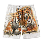 Watercolor Tiger Print Men's Swim Trunks