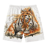 Watercolor Tiger Print Men's Swim Trunks