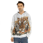 Watercolor Tiger Print Men's Velvet Pullover Hoodie
