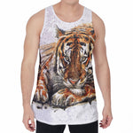 Watercolor Tiger Print Men's Velvet Tank Top