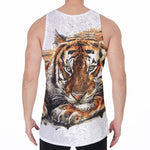 Watercolor Tiger Print Men's Velvet Tank Top