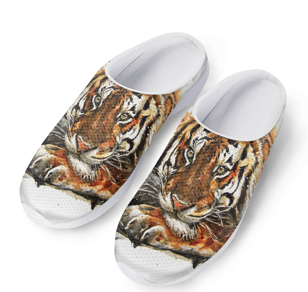 Watercolor Tiger Print Mesh Casual Shoes