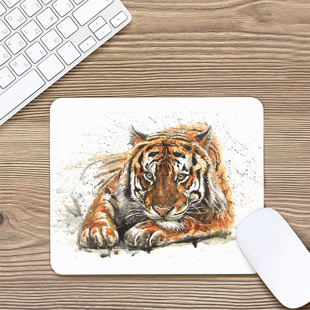 Watercolor Tiger Print Mouse Pad