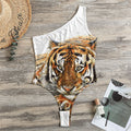 Watercolor Tiger Print One Shoulder Bodysuit