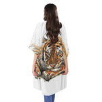 Watercolor Tiger Print Open Front Beach Cover Up