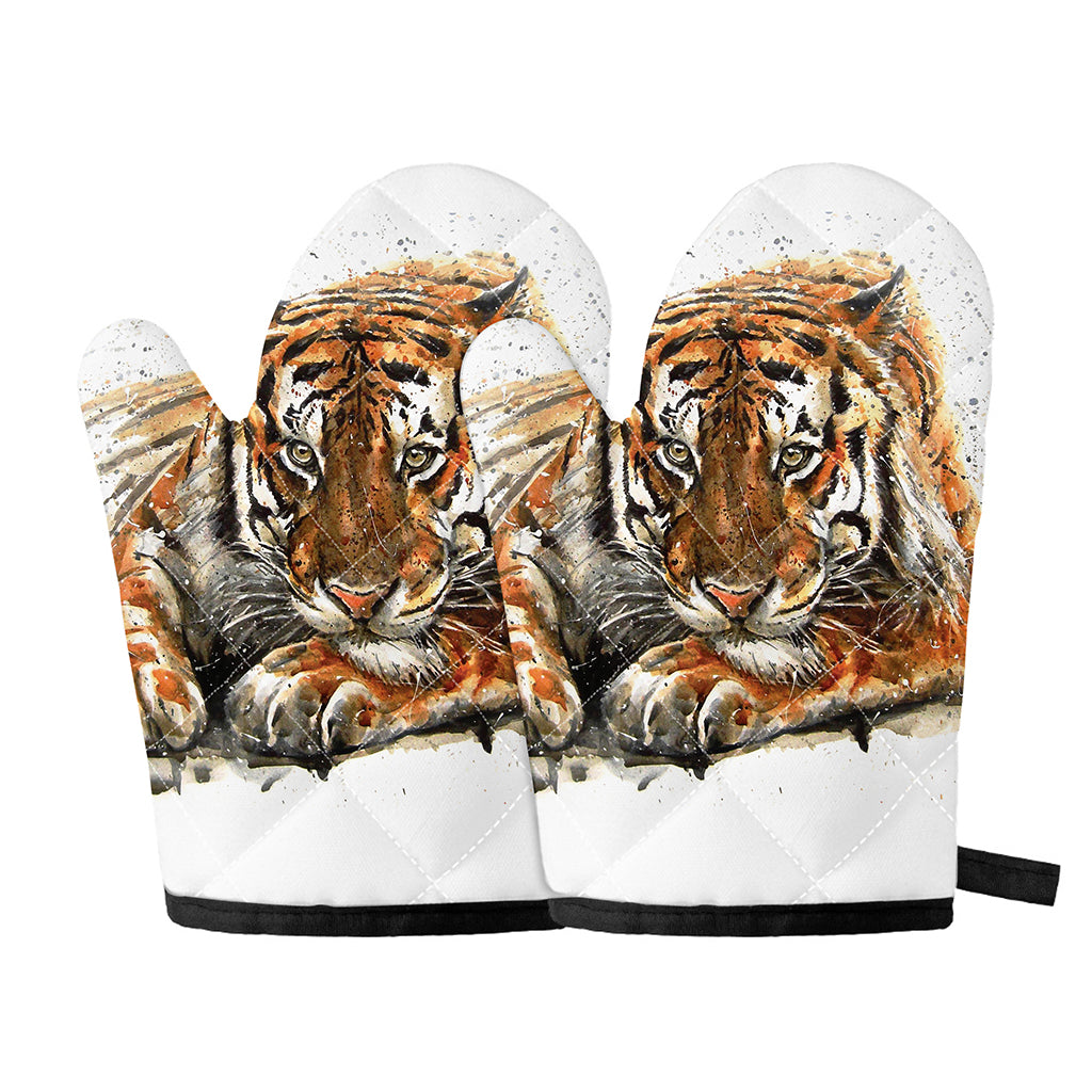 Watercolor Tiger Print Oven Mitts