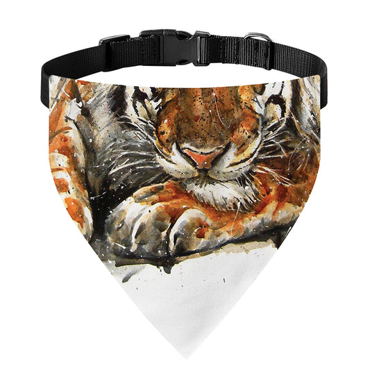 Watercolor Tiger Print Over The Collar Dog Bandana