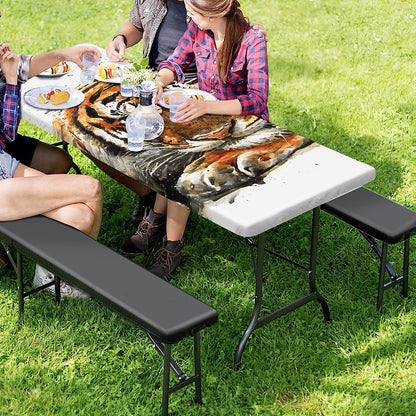 Watercolor Tiger Print Picnic Table Cover