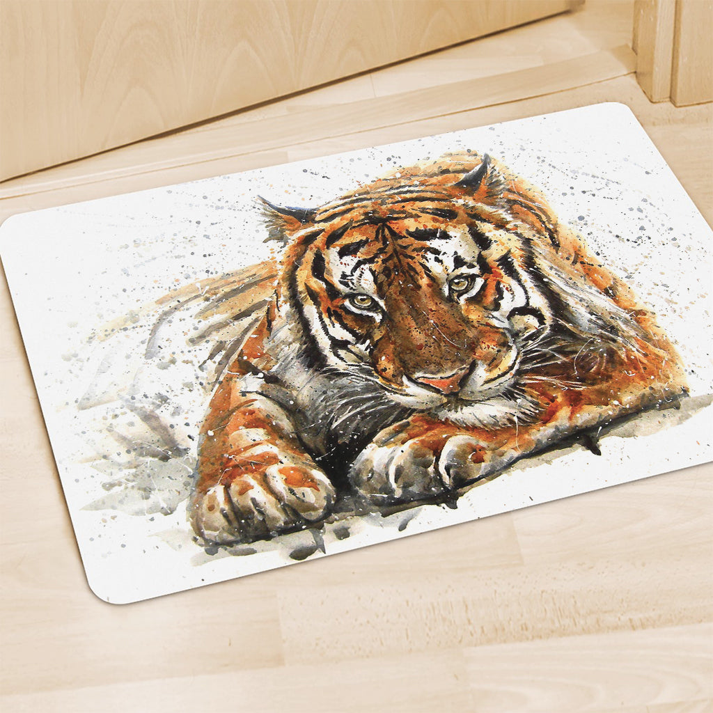 Watercolor Tiger Print Polyester Doormat