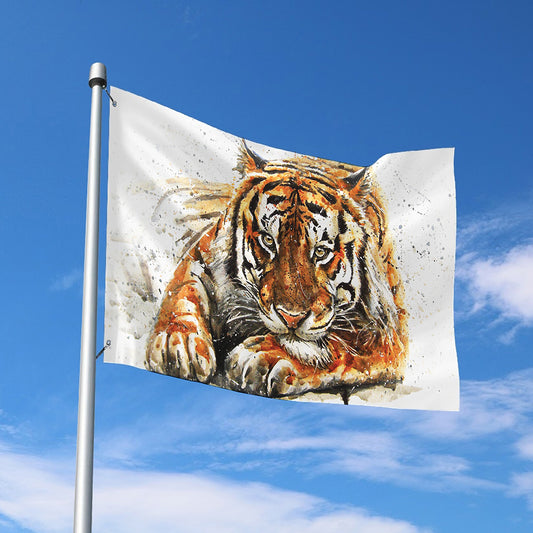 Watercolor Tiger Print Polyester Flag