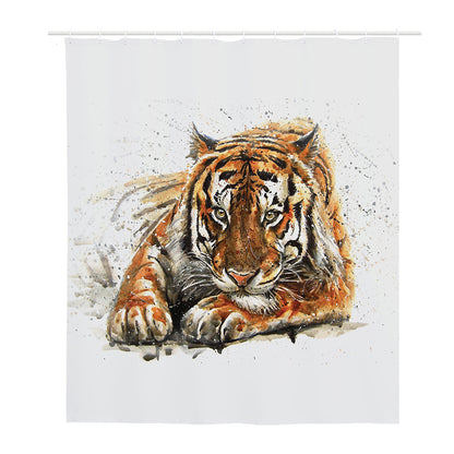 Watercolor Tiger Print Polyester Shower Curtain