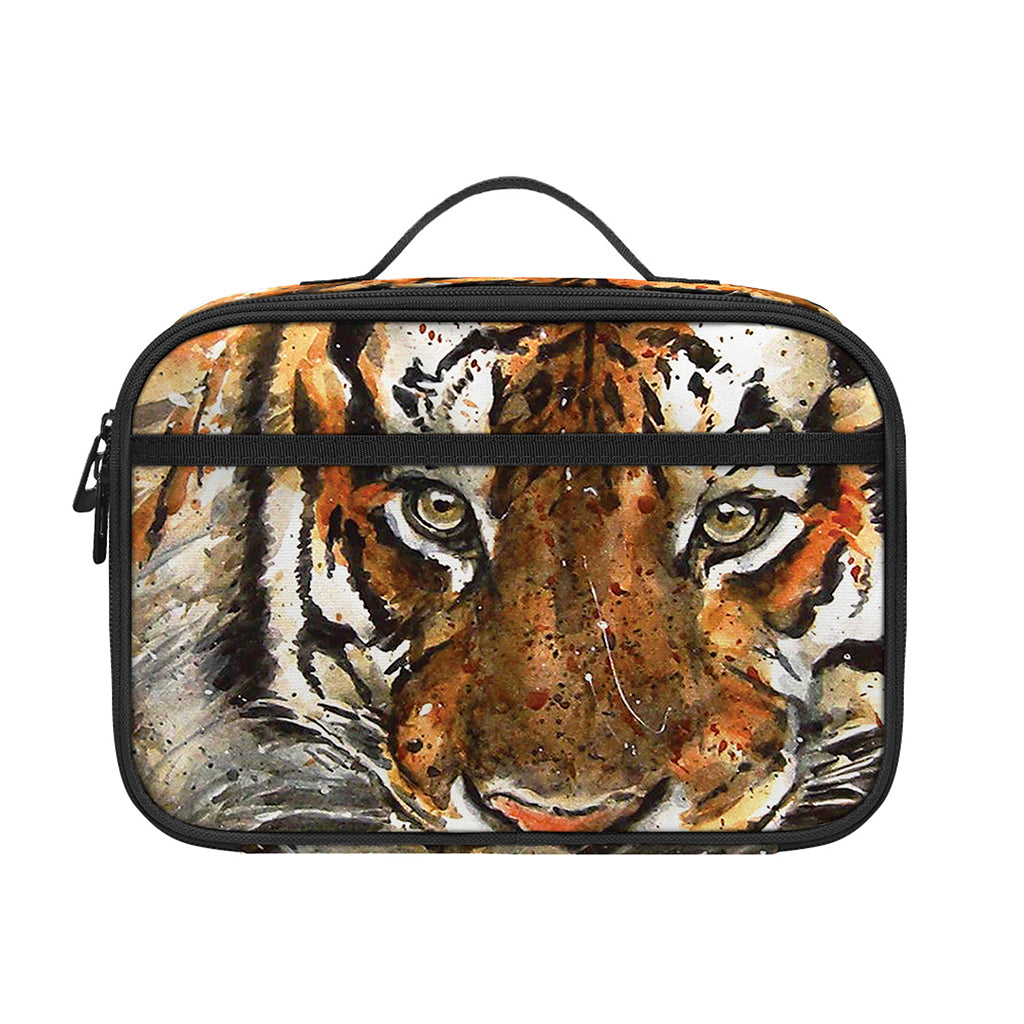 Watercolor Tiger Print Portable Lunch Bag