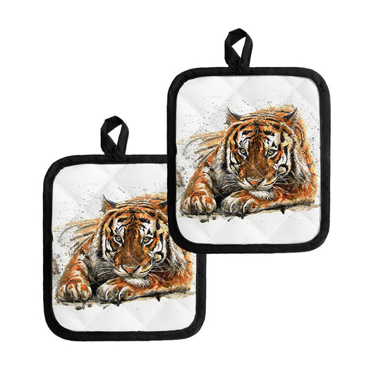 Watercolor Tiger Print Pot Holders