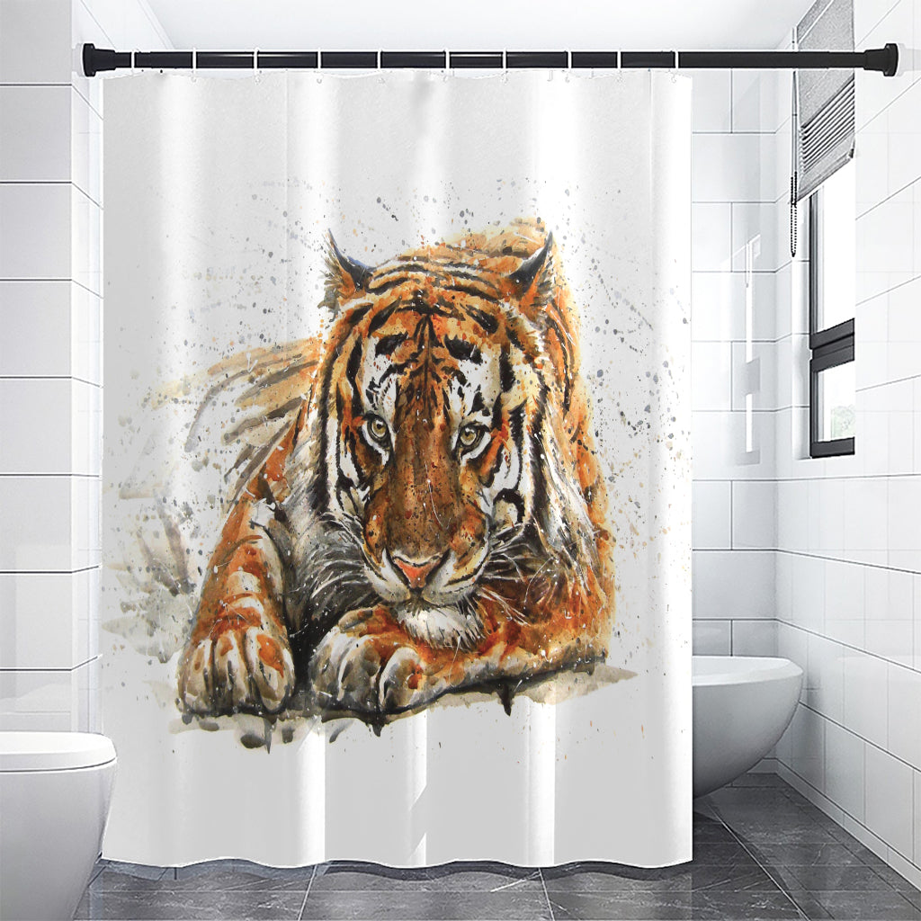 Watercolor Tiger Print Premium Shower Curtain