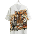 Watercolor Tiger Print Rayon Hawaiian Shirt