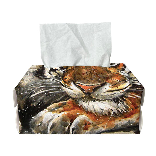 Watercolor Tiger Print Rectangle Tissue Box Cover