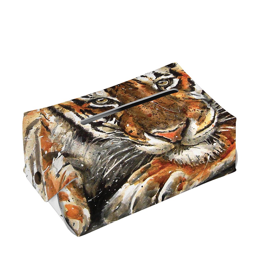 Watercolor Tiger Print Rectangle Tissue Box Cover