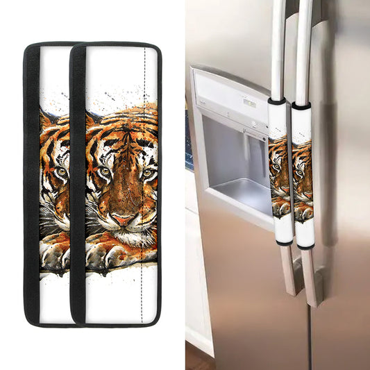 Watercolor Tiger Print Refrigerator Handle Covers