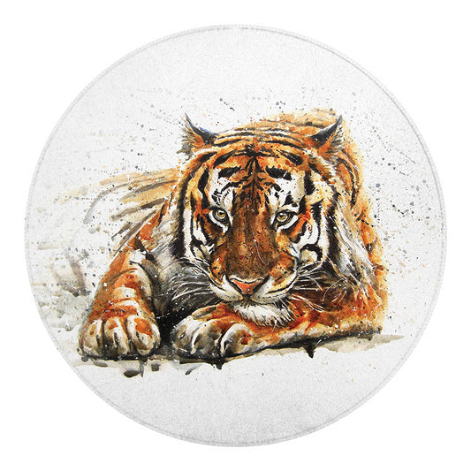 Watercolor Tiger Print Round Blanket