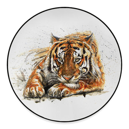 Watercolor Tiger Print Round Floor Mat