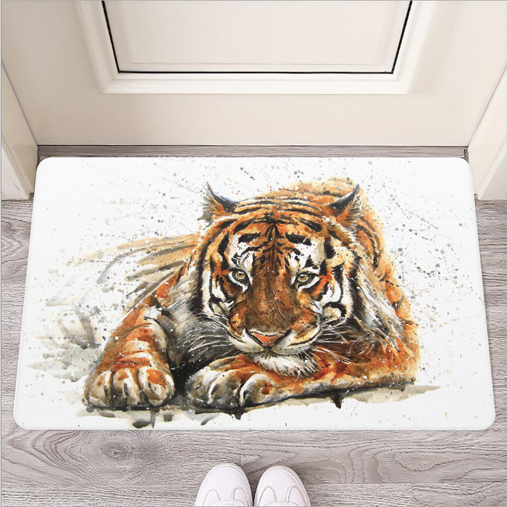 Watercolor Tiger Print Rubber Doormat