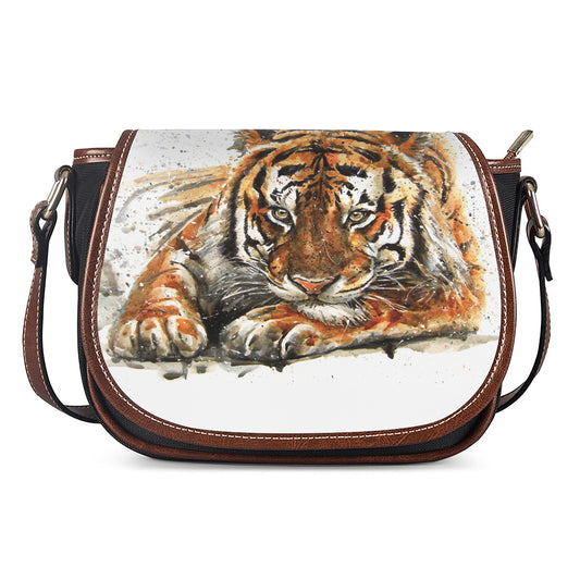 Watercolor Tiger Print Saddle Bag