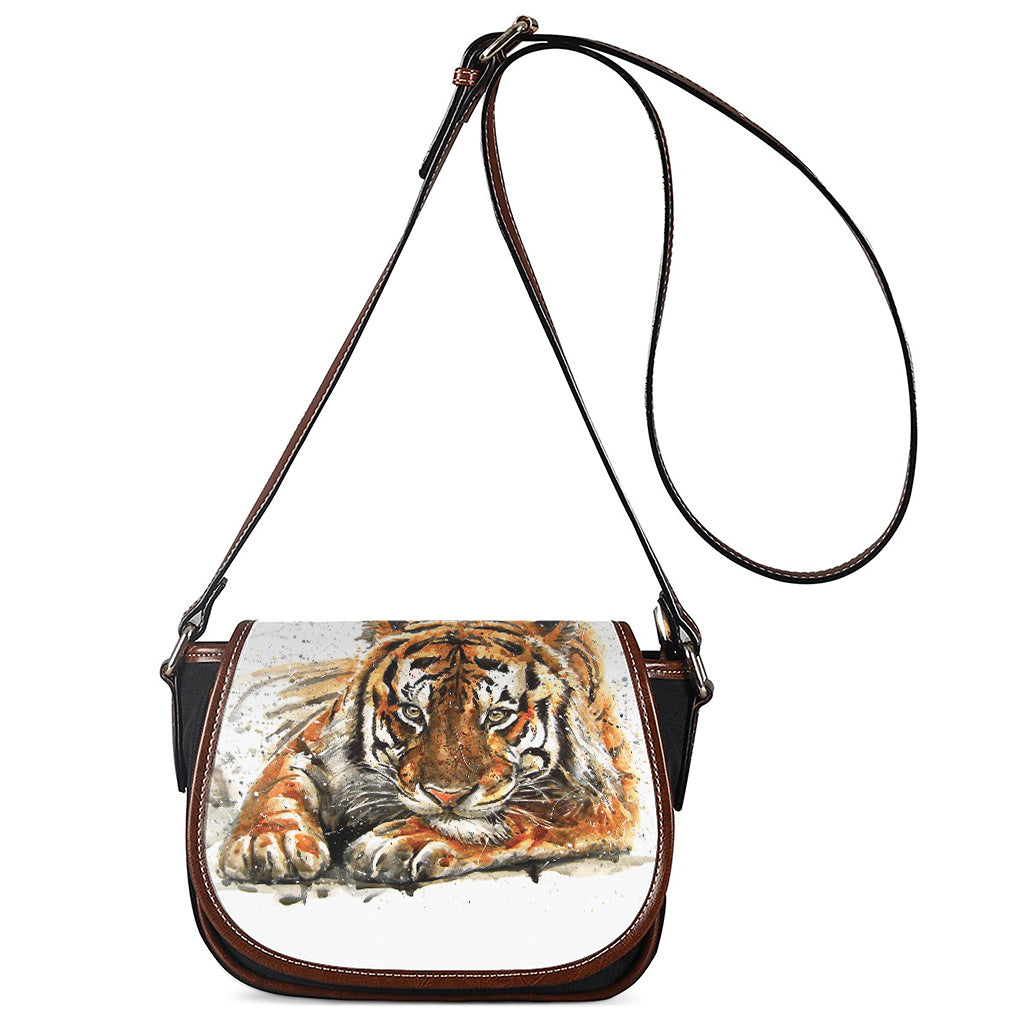 Watercolor Tiger Print Saddle Bag