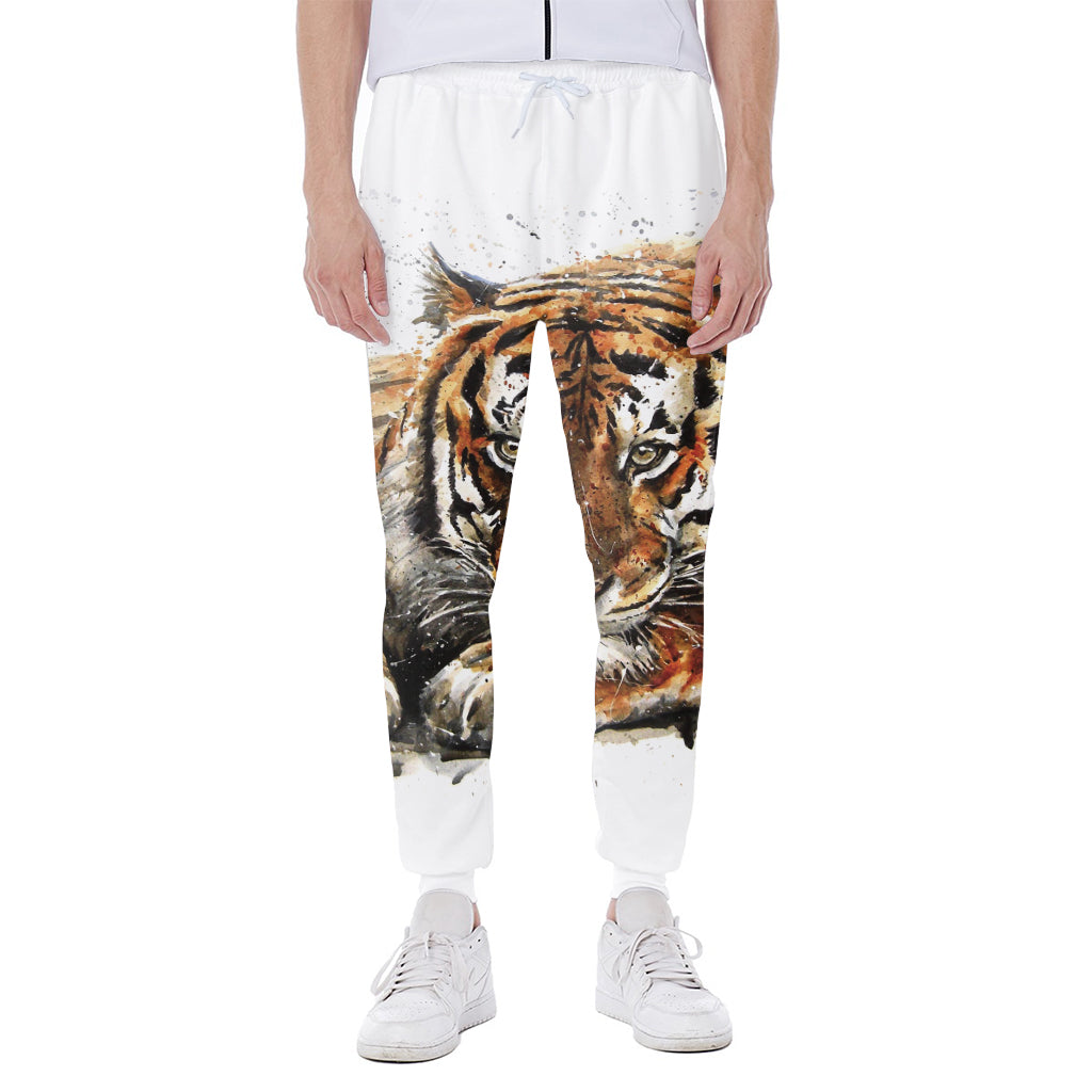 Watercolor Tiger Print Scuba Joggers