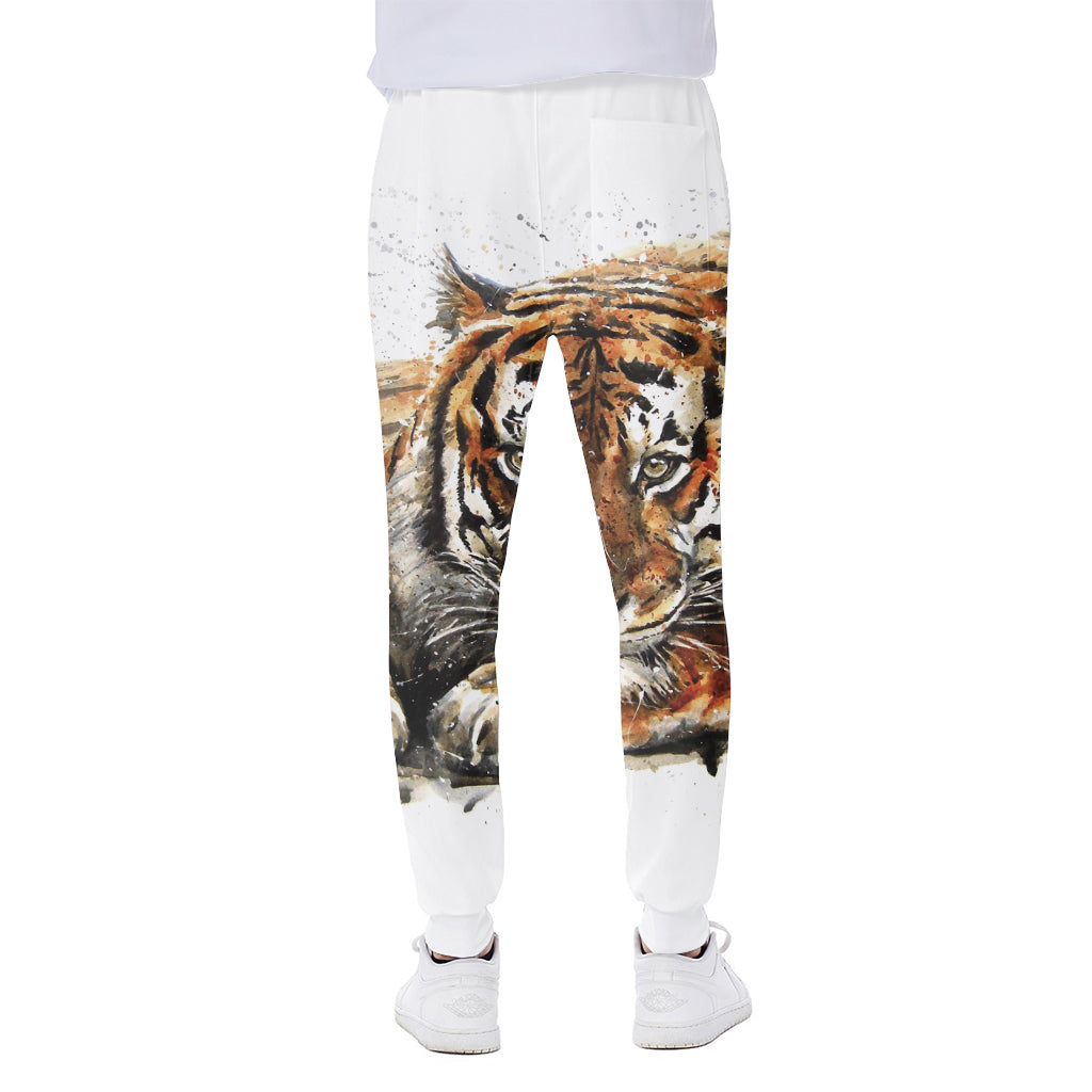 Watercolor Tiger Print Scuba Joggers