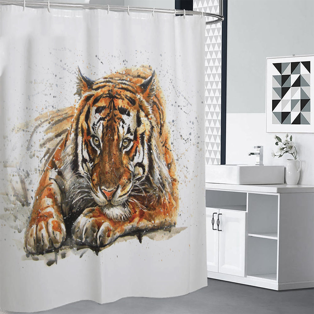 Watercolor Tiger Print Shower Curtain