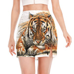Watercolor Tiger Print Side Slit Mini Skirt