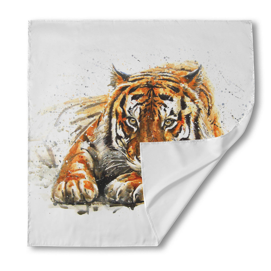 Watercolor Tiger Print Silk Bandana