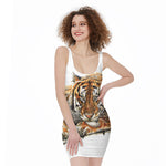 Watercolor Tiger Print Sleeveless Bodycon Dress