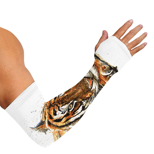 Watercolor Tiger Print Sun Protection Arm Sleeves