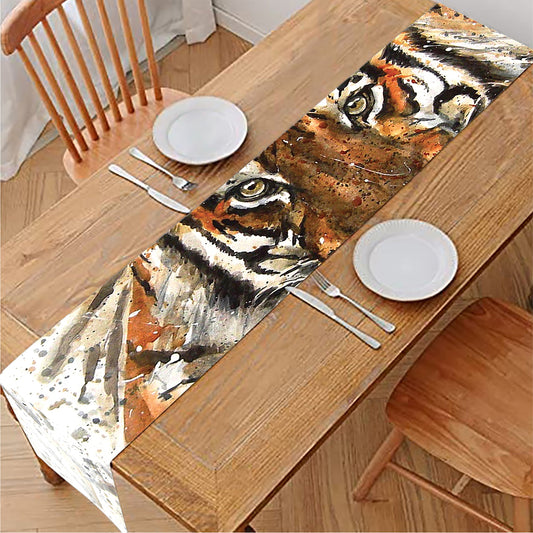 Watercolor Tiger Print Table Runner