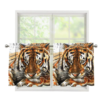 Watercolor Tiger Print Tier Curtains
