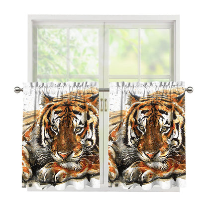 Watercolor Tiger Print Tier Curtains