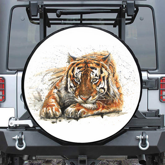 Watercolor Tiger Print Tire Cover
