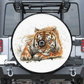Watercolor Tiger Print Tire Cover With Camera Hole