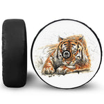 Watercolor Tiger Print Tire Cover With Camera Hole