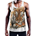 Watercolor Tiger Print Men's Workout Tank Top