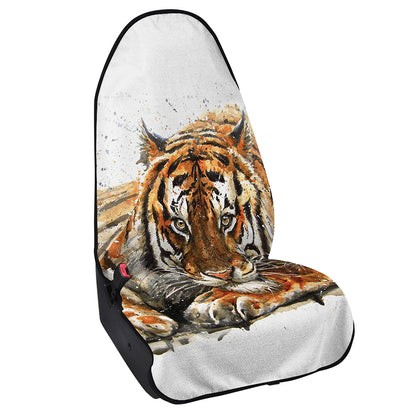 Watercolor Tiger Print Waterproof Car Seat Cover