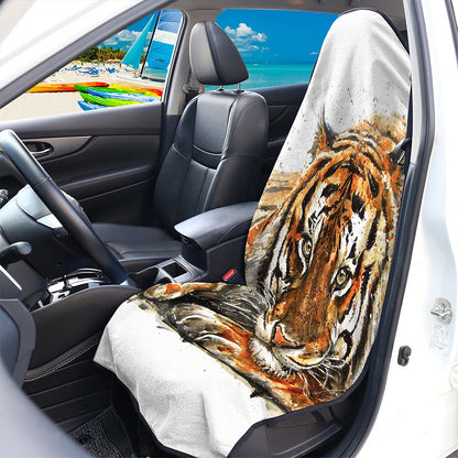 Watercolor Tiger Print Waterproof Car Seat Cover