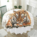 Watercolor Tiger Print Waterproof Round Tablecloth