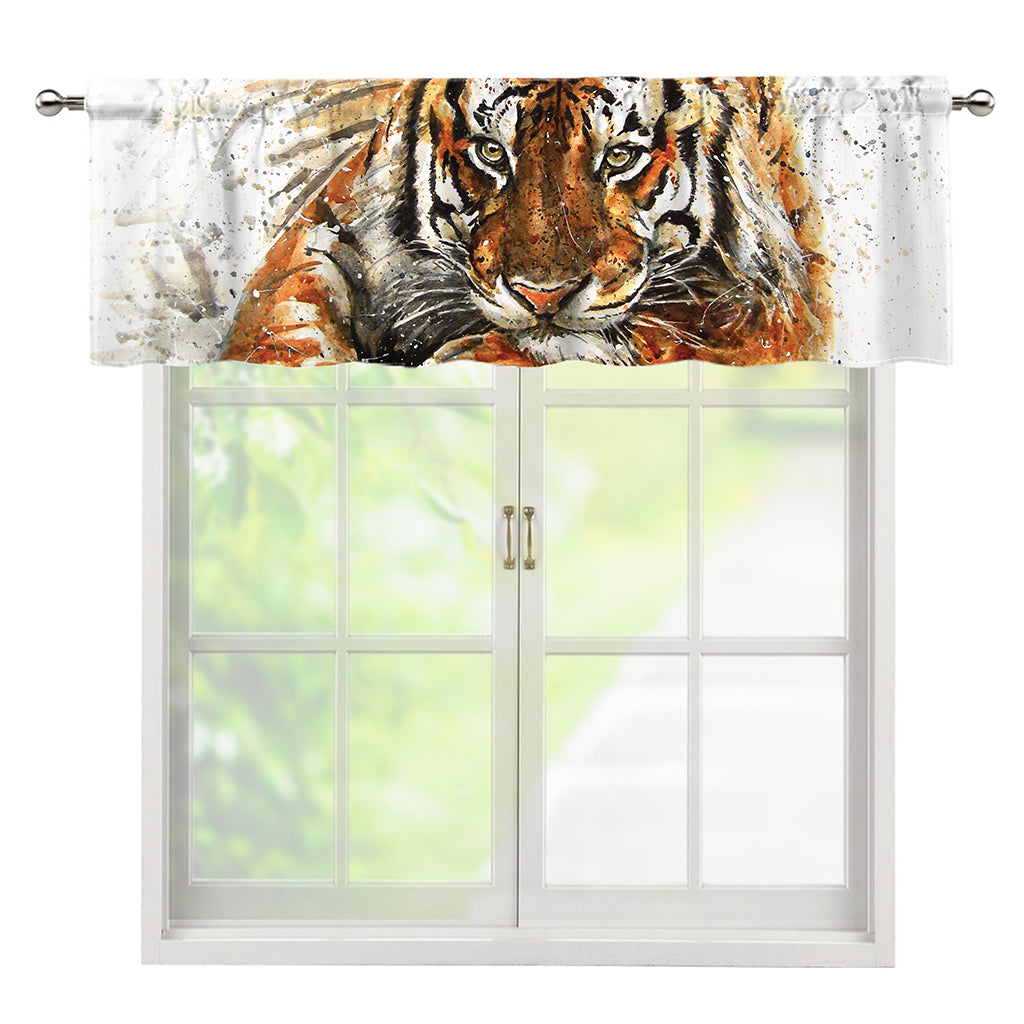 Watercolor Tiger Print Window Valance