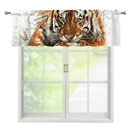 Watercolor Tiger Print Window Valance