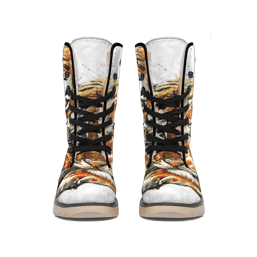 Watercolor Tiger Print Winter Boots