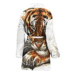 Watercolor Tiger Print Women's Bathrobe