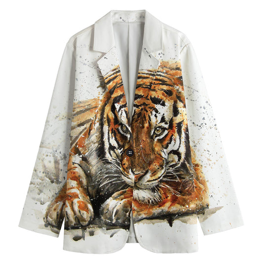 Watercolor Tiger Print Women's Blazer